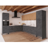 Cozinha ESENCIAL L3030 L 3x3m 16mm cinza escuro e carvalho