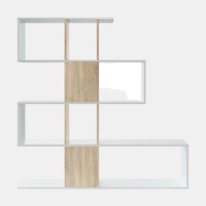 Estante ZIG-ZAG cor branco mate e madeira