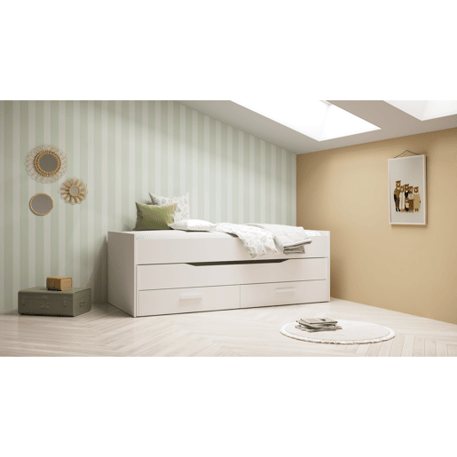 Cama nido DUOBOX II 90x190cm90x190cm mais 2 gavetas branco