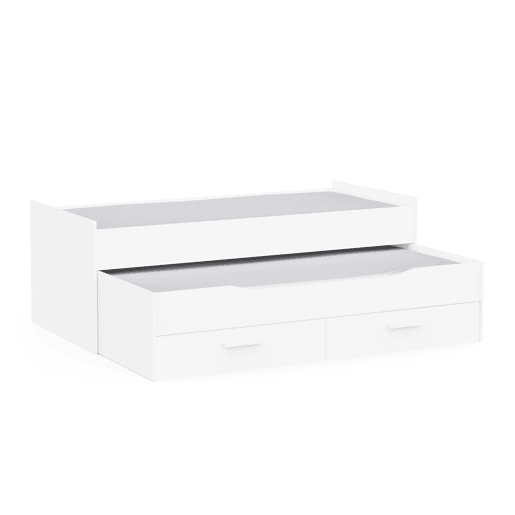 Cama nido DUOBOX II 90x190cm90x190cm mais 2 gavetas branco