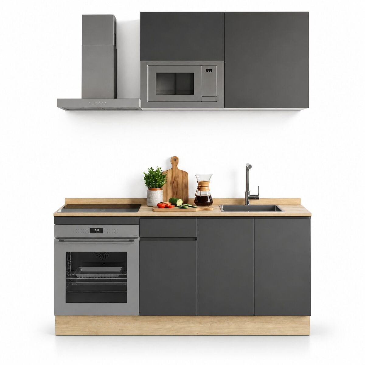 Cocina sin electrodomésticos leandra 180cm en gris antracita