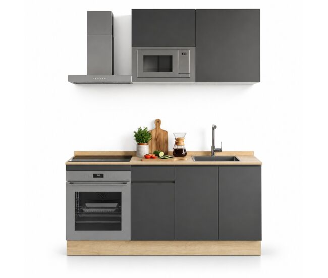 Cocina sin electrodomésticos leandra 180cm en gris antracita