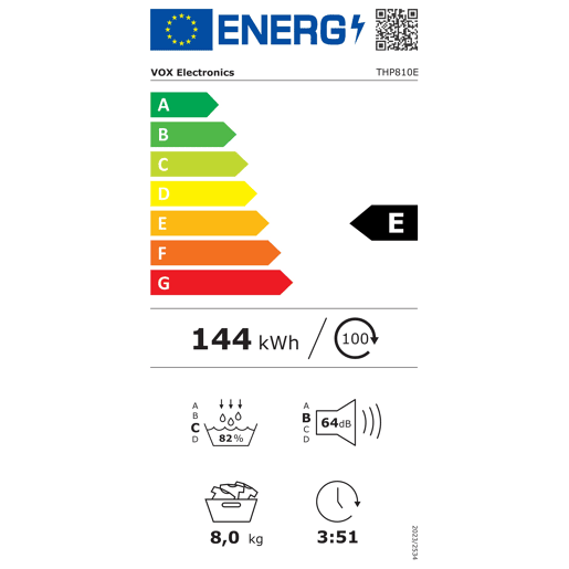 Máquina de secar roupa VOX THP810E 8kg bomba de calor
