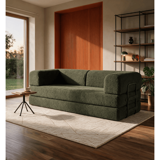 Sofá-cama compress BLOCKS 3 lugares verde escuro