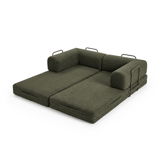 Sofá-cama compress BLOCKS 3 lugares verde escuro