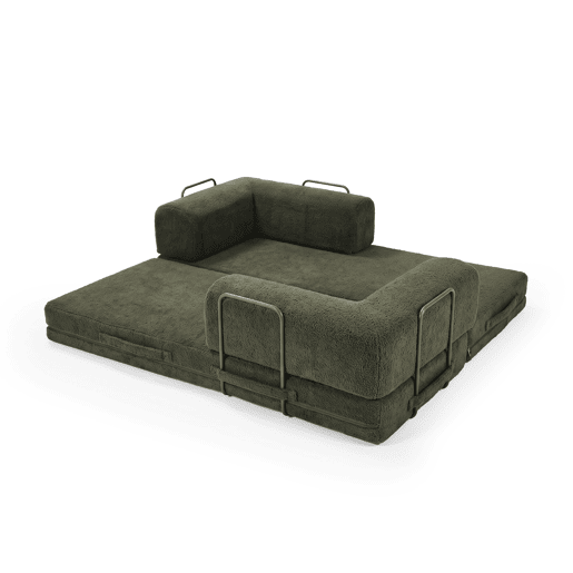 Sofá-cama compress BLOCKS 3 lugares verde escuro