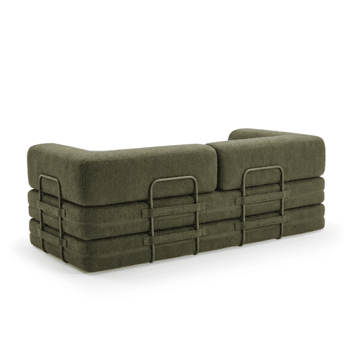 Sofá-cama compress BLOCKS 3 lugares verde escuro