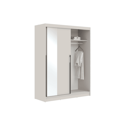 Roupeiro MASS portas de correr espelho 195x150x55cm cor caxemira Roupeiro MASS portas de correr espelho 195x150x55cm cor caxemira