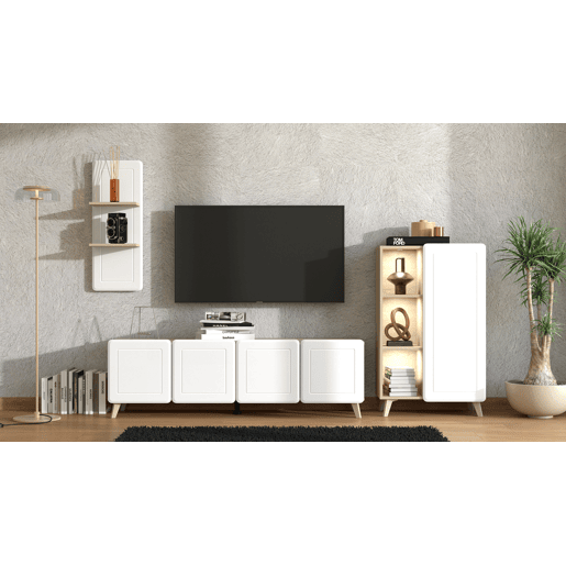 Compacto de TV ELGIN,&nbsp;244cm branco e carvalho