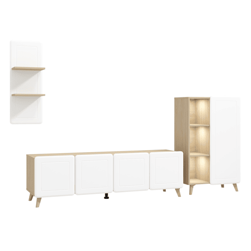 Compacto de TV ELGIN,&nbsp;244cm branco e carvalho