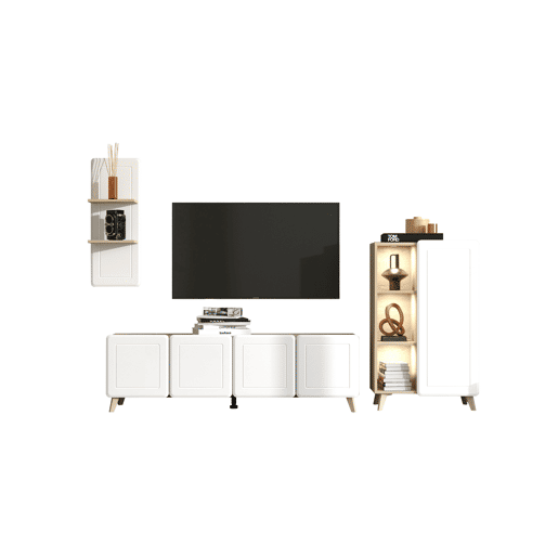 Compacto de TV ELGIN,&nbsp;244cm branco e carvalho