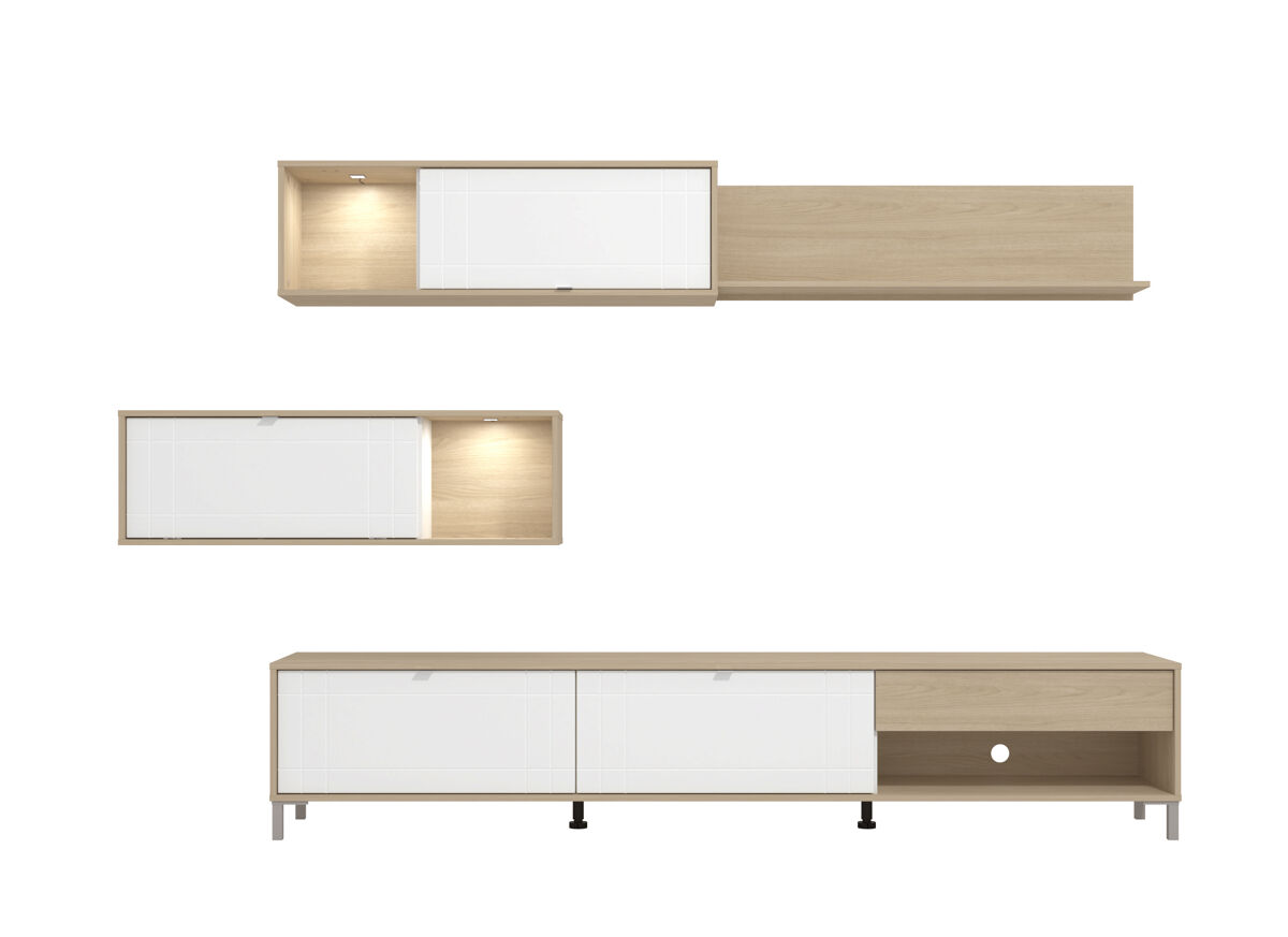 Compacto TV 234cm blanco y roble CAMBRIDGE