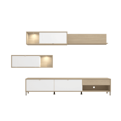 Compacto de TV CAMBRIDGE 234cm branco e carvalho Compacto de TV CAMBRIDGE 234cm branco e carvalho