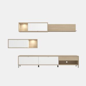 Compacto de TV CAMBRIDGE 234cm branco e carvalho