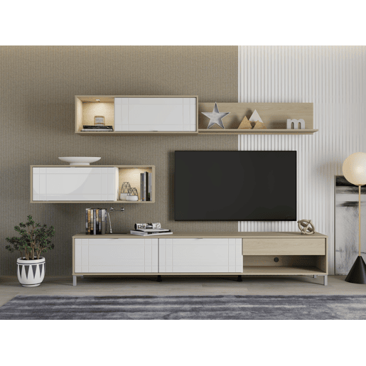 Compacto de TV CAMBRIDGE 234cm branco e carvalho Compacto de TV CAMBRIDGE 234cm branco e carvalho