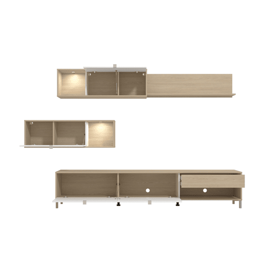 Compacto de TV CAMBRIDGE 234cm branco e carvalho Compacto de TV CAMBRIDGE 234cm branco e carvalho