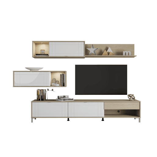 Compacto de TV CAMBRIDGE 234cm branco e carvalho Compacto de TV CAMBRIDGE 234cm branco e carvalho