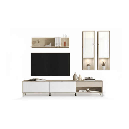 Compacto de TV CAMBRIDGE 234cm branco e carvalho Compacto de TV CAMBRIDGE 234cm branco e carvalho