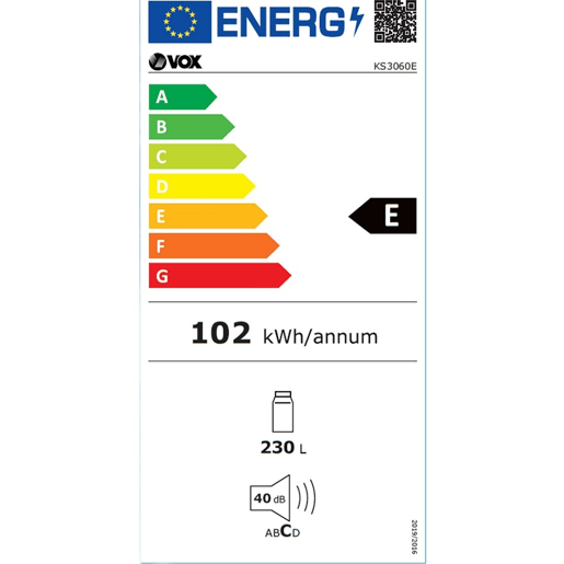 Frigorífico 1 porta VOX KS3060E 230 litros branco