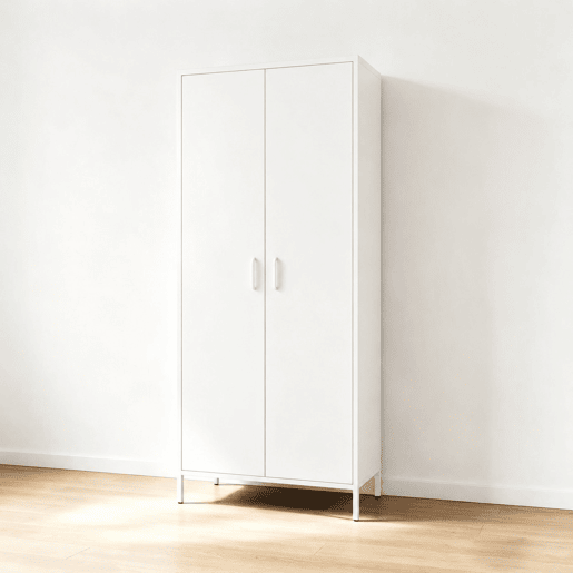 Armário metálico IRON 2 portas batentes 185x80x45cm branco