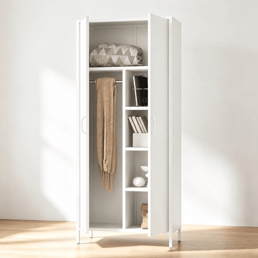 Armário metálico IRON 2 portas batentes 185x80x45cm branco