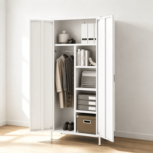 Armário metálico IRON 2 portas batentes 185x80x45cm branco