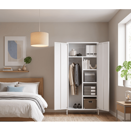 Armário metálico IRON 2 portas batentes 185x80x45cm branco