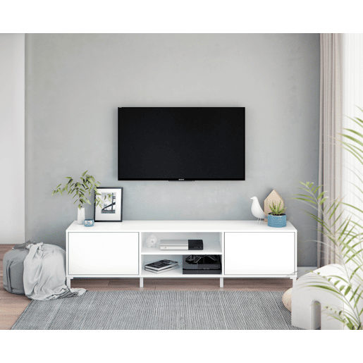 Móvel de TV RAFAEL 2 portas 180cm cor branco Móvel de TV RAFAEL 2 portas 180cm cor branco