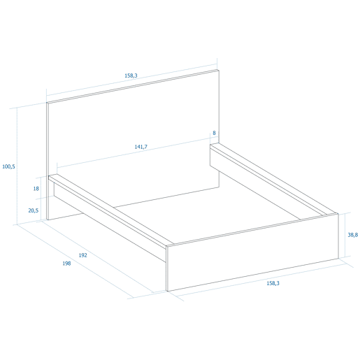 Estrutura de cama VIKA 140x190cm branco mate
