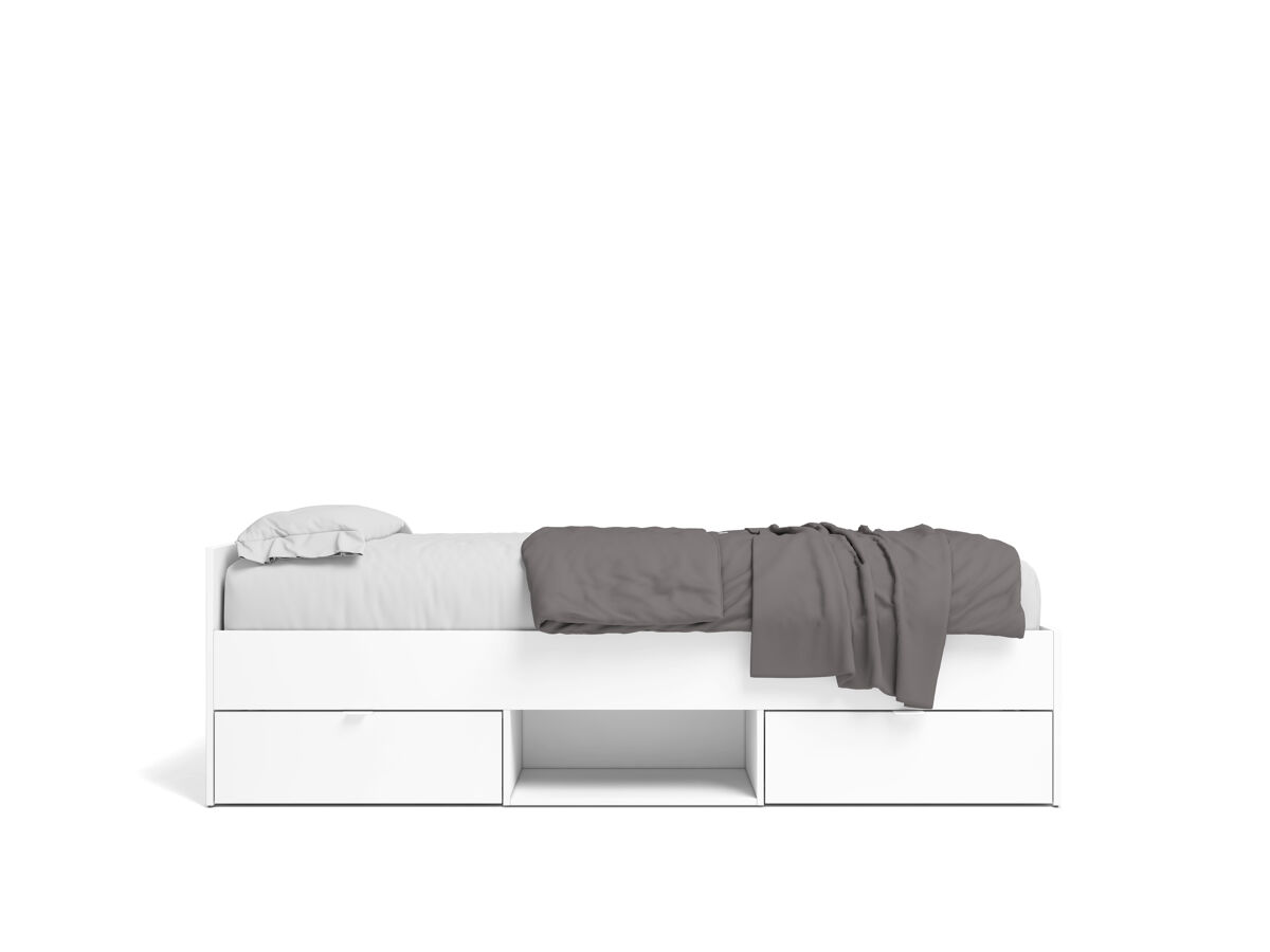 Estructura de cama kuma 90x190cm más 2 cajones y un hueco blanca