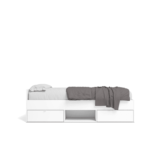 Estrutura de cama KUMIA 90x190cm 2 gavetas abertura branco