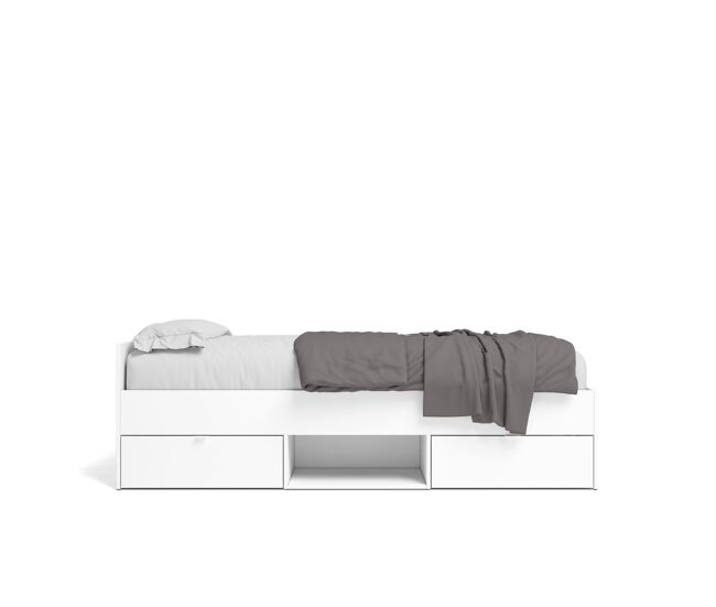 Estructura de cama kuma 90x190cm más 2 cajones y un hueco blanca