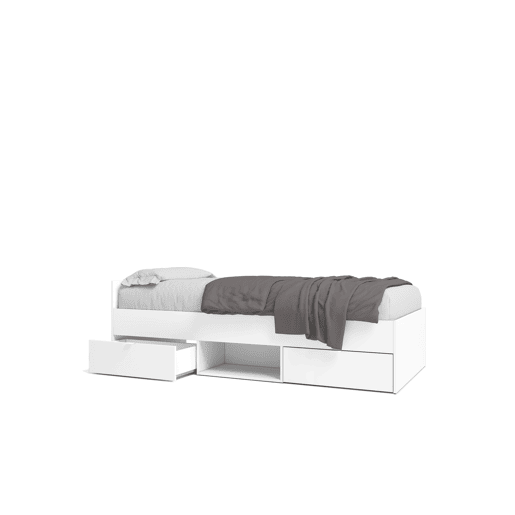 Estrutura de cama KUMIA 90x190cm 2 gavetas abertura branco