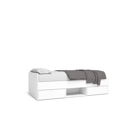 Estrutura de cama KUMIA 90x190cm 2 gavetas abertura branco