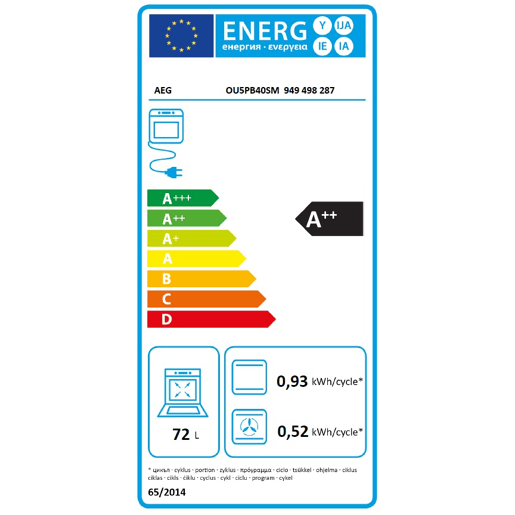 Forno elétrico AEG OU5PB40SM pirolítico 72 litros Forno elétrico AEG OU5PB40SM pirolítico 72 litros