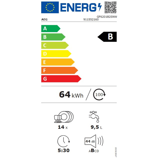 Máquina lavar loiça AEG GF6201B2SNW 60cm 14 conjuntos branco Máquina lavar loiça AEG GF6201B2SNW 60cm 14 conjuntos branco