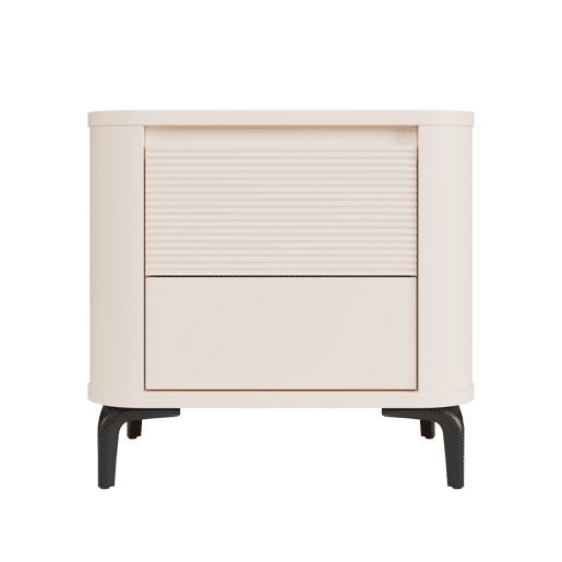 Mesa de cabeceira BREATHTAKER, 2 gavetas e pés de metal, bege