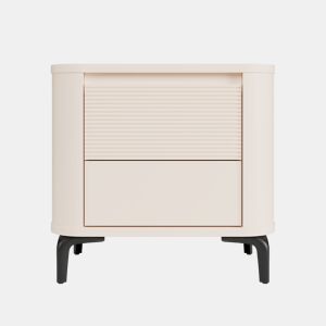 Mesa de cabeceira BREATHTAKER, 2 gavetas e pés de metal, bege