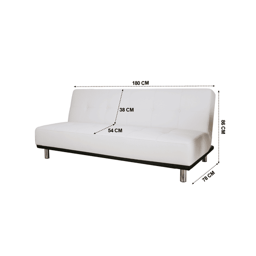 Sofá cama pele sintética 2 lugares THIRD cor branco