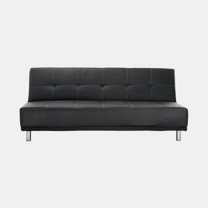 Sofá 2 lugares conversível em cama pele sintética THIRD cor preto