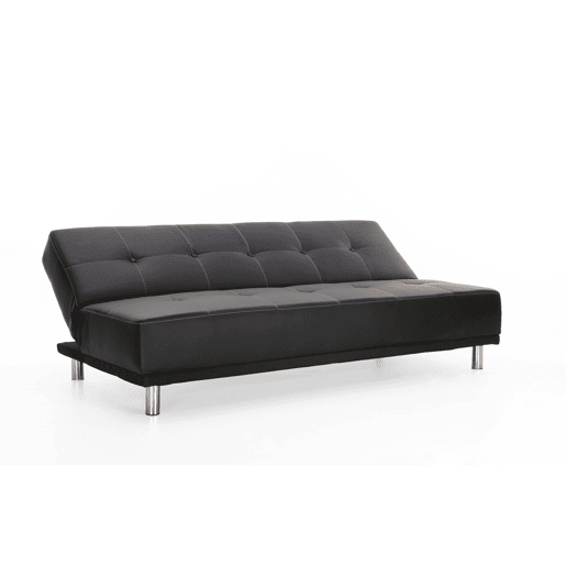 Sofá 2 lugares conversível em cama pele sintética THIRD cor preto