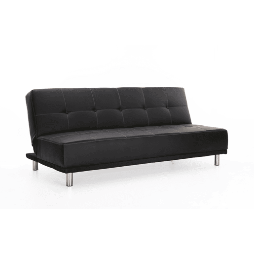 Sofá 2 lugares conversível em cama pele sintética THIRD cor preto