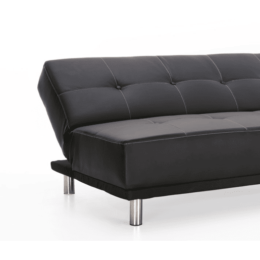 Sofá 2 lugares conversível em cama pele sintética THIRD cor preto