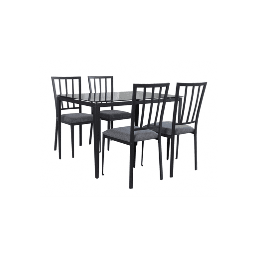 Conjunto de mesa fixa com 4 cadeiras BERRY preto Conjunto de mesa fixa com 4 cadeiras BERRY preto