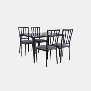 Conjunto de mesa fixa com 4 cadeiras BERRY preto