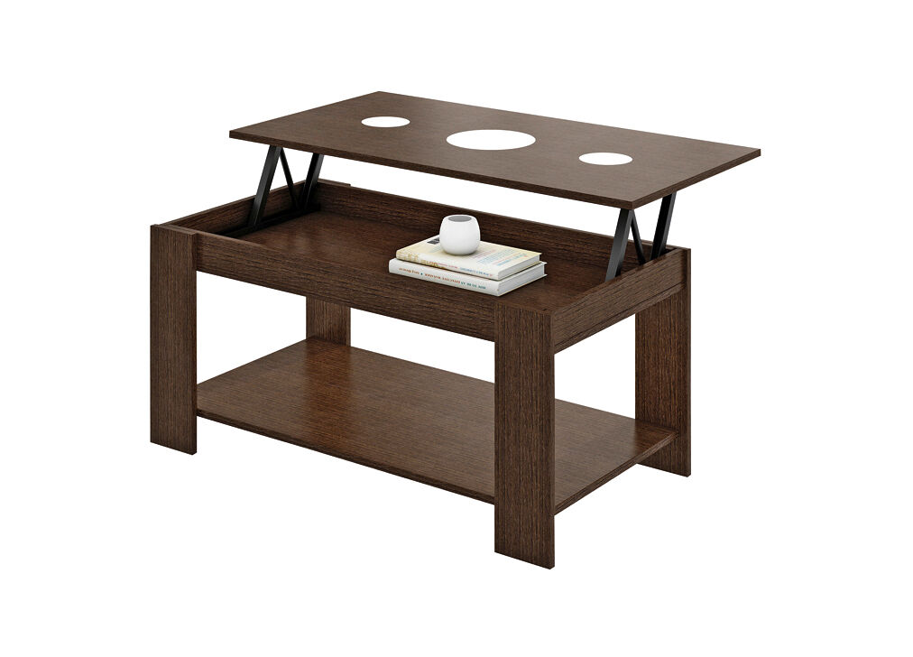 Mesa de centro elevable LUCINDA Blanco/ Madera