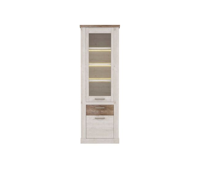 Vitrina alta 2 puertas y un cajón verona blanco
