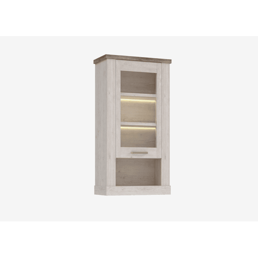 Vitrine de parede 1 porta VERONA branco e madeira
