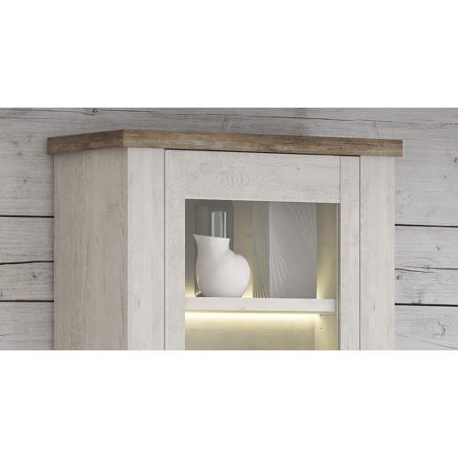 Vitrine de parede 1 porta VERONA branco e madeira