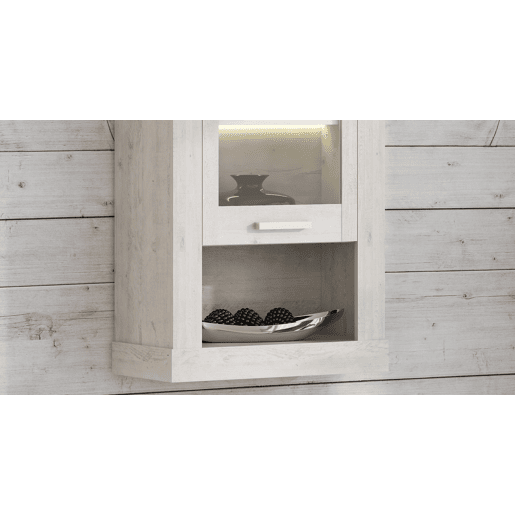 Vitrine de parede 1 porta VERONA branco e madeira